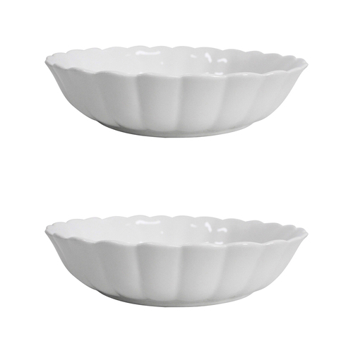 2PK LVD Belle Powder 21.5cm Ceramic Coupe Bowl Round - White