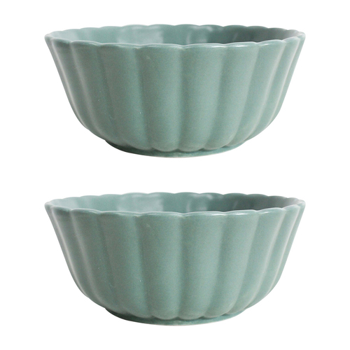 2PK LVD Belle Bayleaf 15cm Ceramic Side Bowl Round - Green