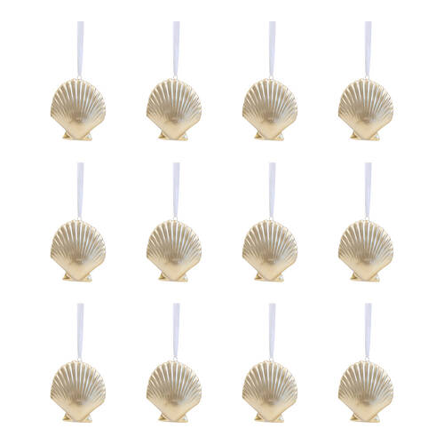 12PK LVD Ceramic Hanging Shell Home/Living Room Decor 8x6cm - Gold