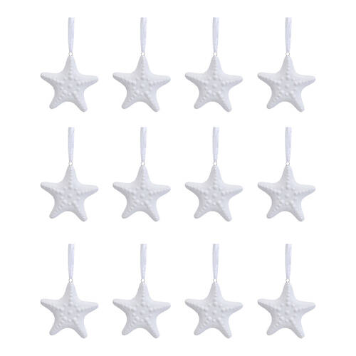 12PK LVD Ceramic Hanging Starfish Home/Living Room Decor 8x8cm - White