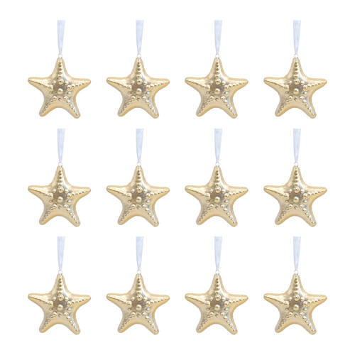 12PK LVD Ceramic Hanging Starfish Home/Living Room Decor 8x8cm - Gold