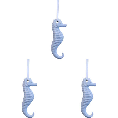 3PK LVD Ceramic Hanging Seahorse Large Home/Office Decor 17x7cm - Tidal