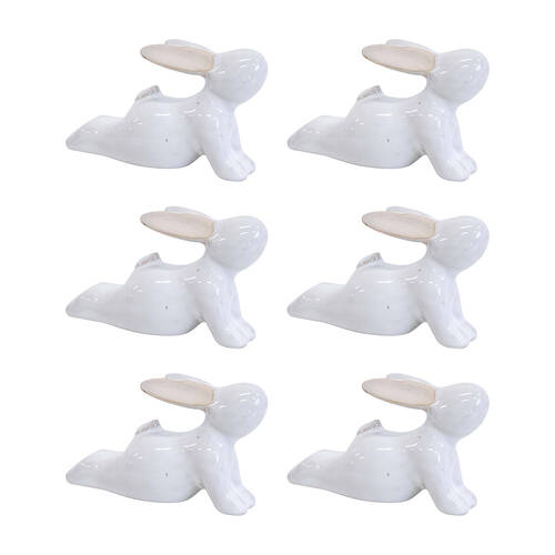 6PK LVD Yoga Bunny A Ceramic Figurine Home/Lounge Decor 8.5cm White