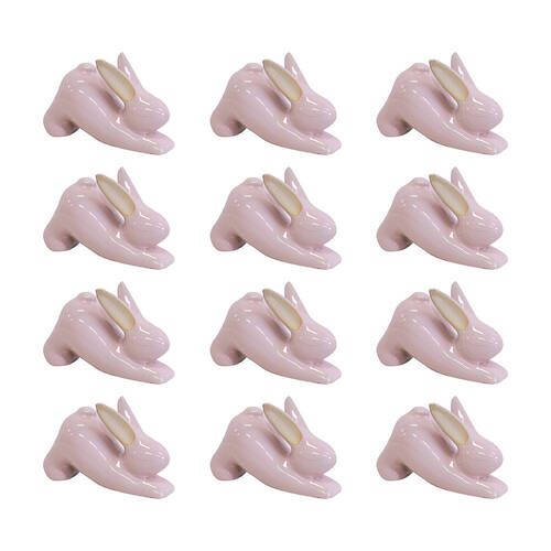 12PK LVD Yoga Bunny B Ceramic Figurine Home/Lounge Decor 7.5cm Pink