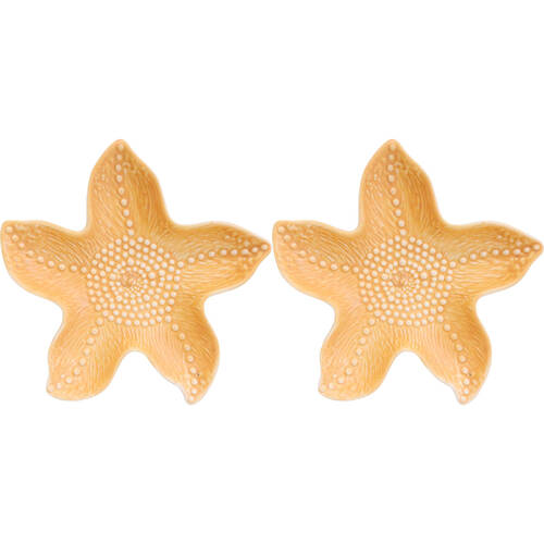 2PK LVD Starfish Plate Ceramic Home/Lounge Decor 16.5cm Ochre