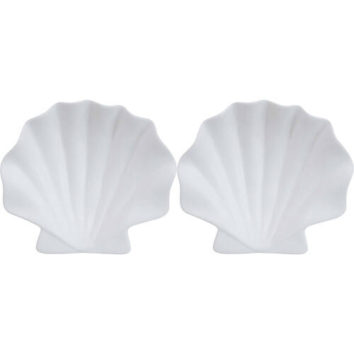 2PK LVD Shell Plate Ceramic Home/Lounge Decor 17cm White