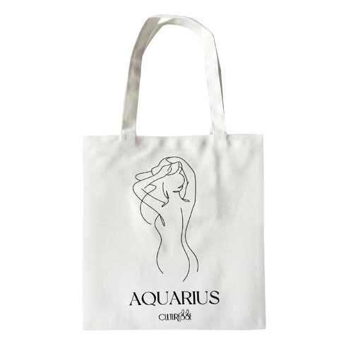 Culturesse She Is Aquarius Eco Zodiac 38cm Muse Tote Bag - White