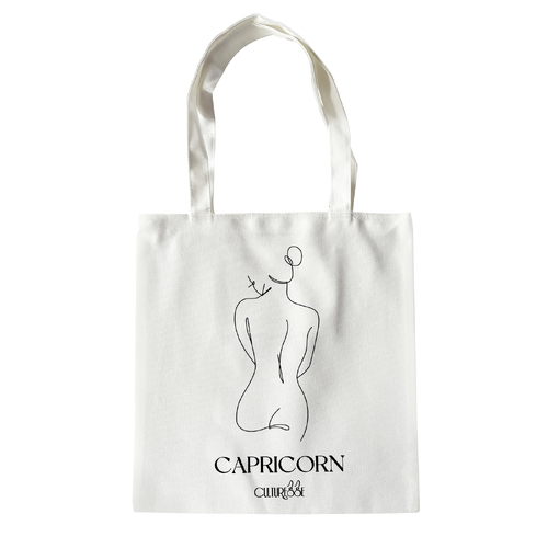 Culturesse She Is Capricorn Eco Zodiac 38cm Muse Tote Bag - White