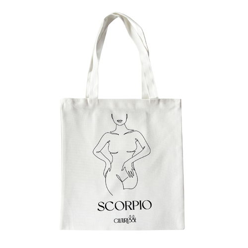 Culturesse She Is Scorpio Eco Zodiac 38cm Muse Tote Bag - White