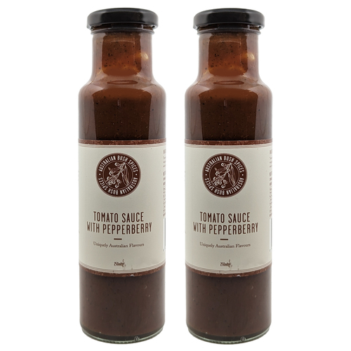 2PK Australian Bush Spices Bush Tomato Sauce & Pepperberry 250ml