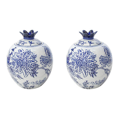 2PK LVD Porcelain Jar Tabletop Home/Lounge Decor 14cm Boho