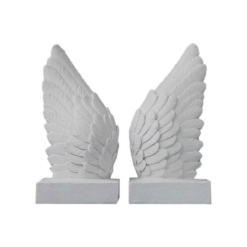 White Moose Wing Bookends Home/Living Room Decor - White