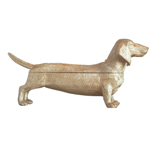 White Moose 47x23cm Resin Dachshund Secret Bowl - Gold