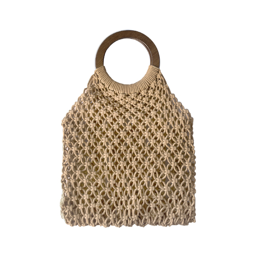 Culturesse Elowen Natural Woven 43.5cm Netting Bag - Tan