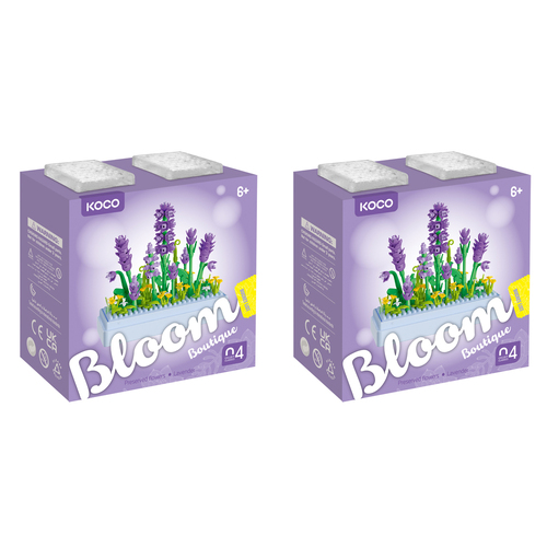 2x 239pc Koco Preserved Fresh Flower Lavender Kids Building Bricks Toy 6y+