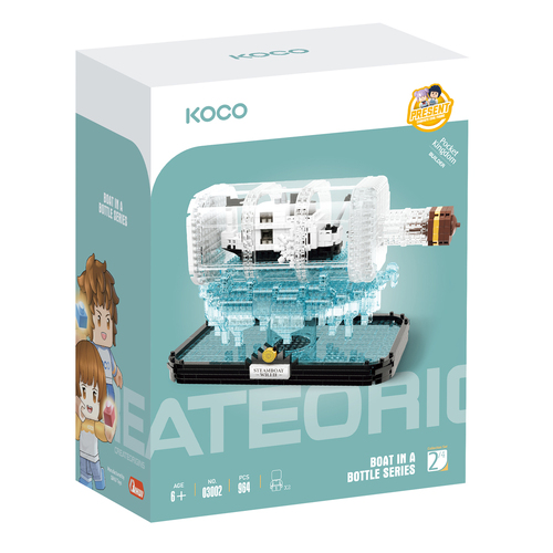 964pc Koco Drift Bottleblack & White Ship Kids Building Bricks Toy 6y+