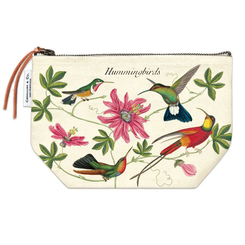 Cavallini Cotton Hand Carry Zipped Pouch Organiser 22x15cm - Hummingbirds