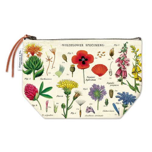 Cavallini Cotton Hand Carry Pouch Organiser 22x15cm - Wildflowers