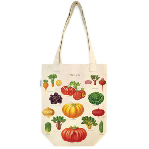 Cavallini Cotton Carry All Tote Bag 33x40cm - Vegetable Garden