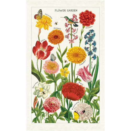 Cavallini Cotton Kitchen Tea Towel 48x80cm - Flower Garden