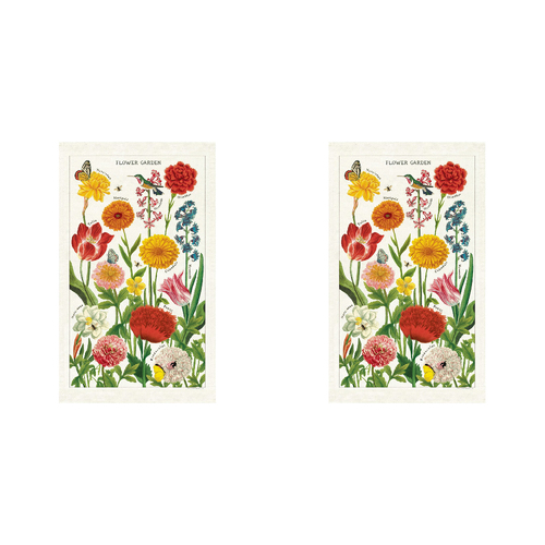 2PK Cavallini Cotton Kitchen Tea Towel 48x80cm - Flower Garden