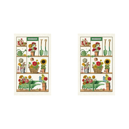 2PK Cavallini Cotton Kitchen Tea Towel 48x80cm - Gardening