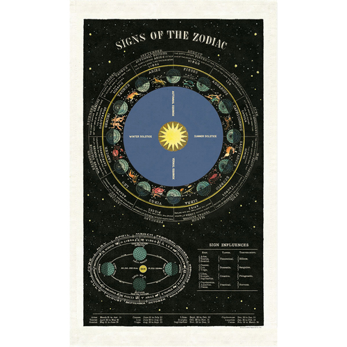 Cavallini Cotton Kitchen Tea Towel 48x80cm - Zodiac