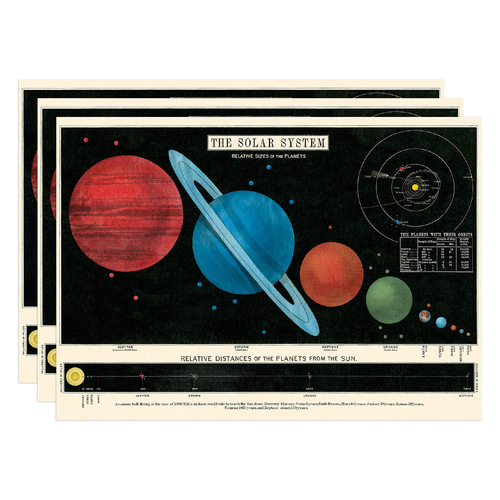 3PK Cavallini Paper Poster Prints/Gift Wrap 70x50cm - Solar System