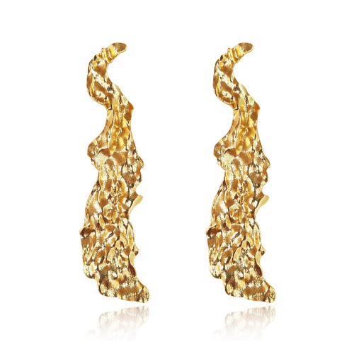 Culturesse Azure 22K Sculpture 64mm Art Drop Earrings - Gold