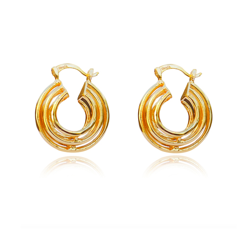 Culturesse Bernadette 24K Sculpture 30mm Hoop Earrings - Gold