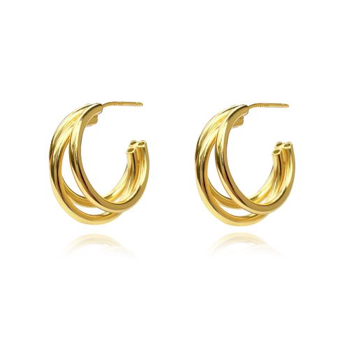 Culturesse Laure Artsy 20mm Curved Lining Earrings - Gold