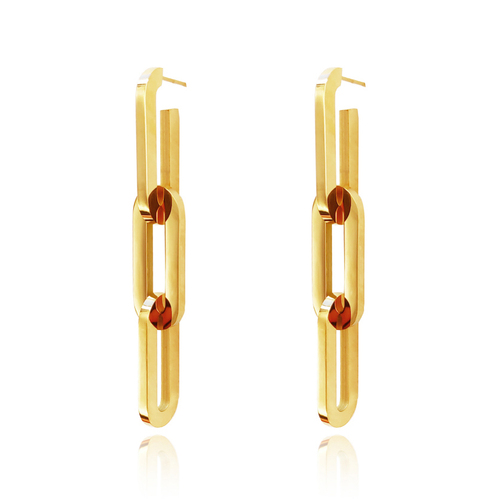 Culturesse Chevelle 18K Modern Chain 71mm Drop Earrings - Gold