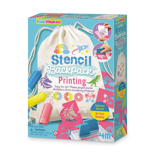 4M KidzMaker Stencil Backpack Printing Kids Art Kit 5y+