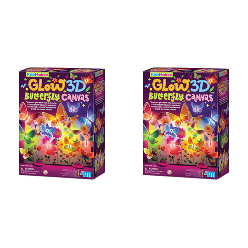 2PK 4M KidzMaker 3D Glow Butterfly Canvas Kids Room Decor 5y+