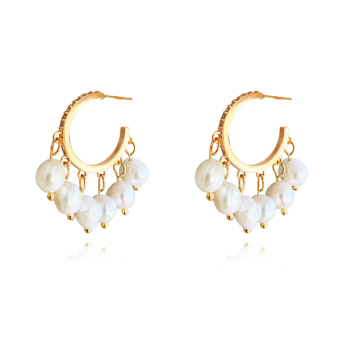 Culturesse Summer 33mm Freshwater Drop Earrings - Gold/Pearl