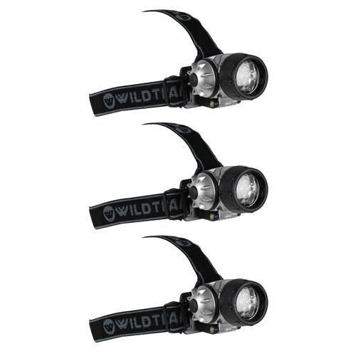 3PK Wildtrak LED Headlamp 72 Light Modes Adjustable Head Torch A/C Model CA7004