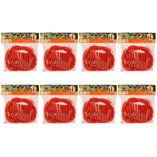 8PK Wildtrak Washing Line 10m w/ 10 Pegs Heavy-Duty Clothesline AC CC0005