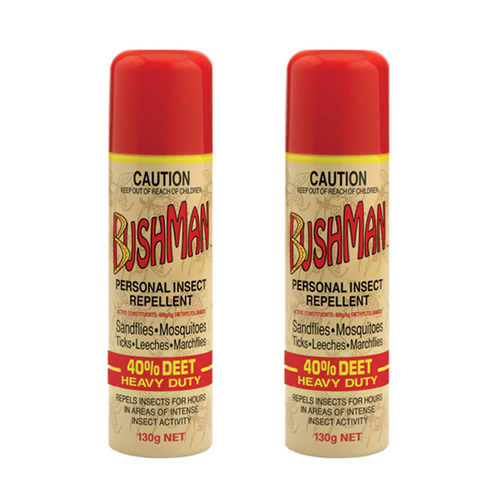 2x Bushman Ultra 130g Aerosol Spray Insect Repellant BU130A - Red