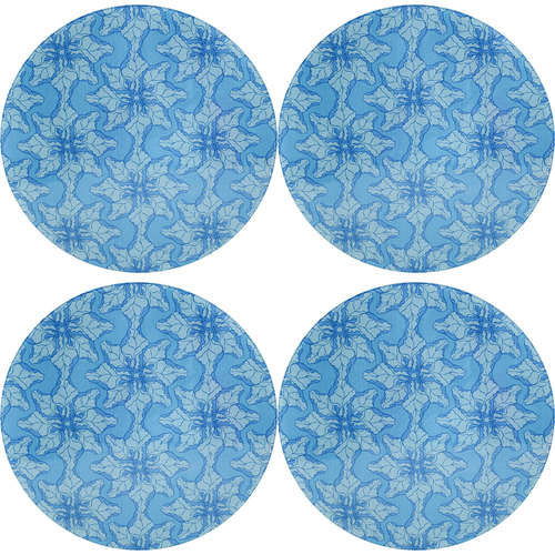 4PK LVD 32x32cm Tempered Glass Trivet Ripple Large Kitchen Decor - Blue