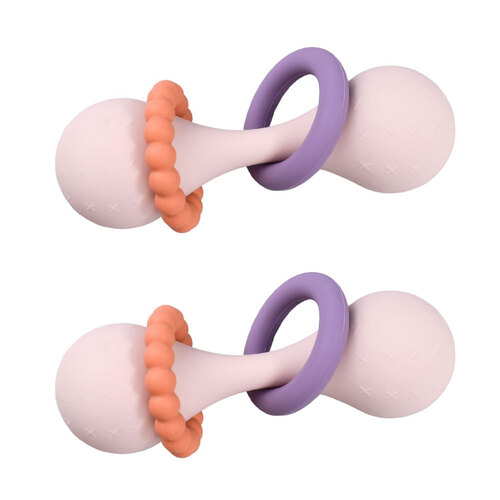 2PK Koala Dream Silicone Sensory Maraca Ratttle Pink 0M+