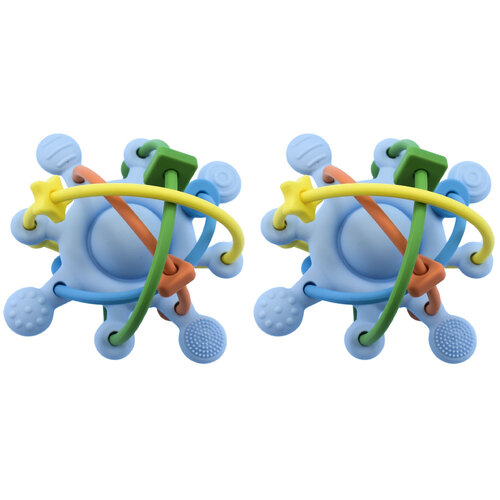 2PK Koala Dream Silicone Sensory Space Rattle Teether Blue 4M+