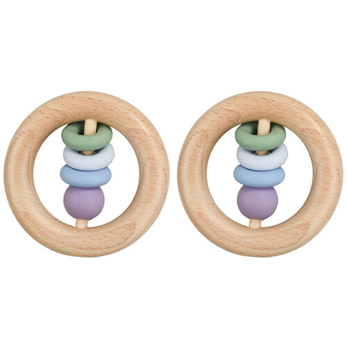 2PK Koala Dream Silicone And Wooden Teether Ring Green 4M+