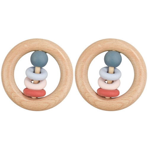 2PK Koala Dream Silicone And Wooden Teether Ring Red 4M+