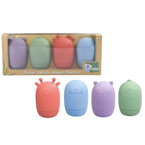 4pc Koala Dream Silicone Safari Splash Animal Pourers - Brights 6M+