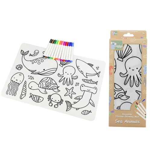 Koala Dream Reusable Silicone Drawing Mat-Sea Animals 3Y+