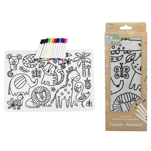 Koala Dream Reusable Silicone Drawing Mat-Jungle Animals 3Y+