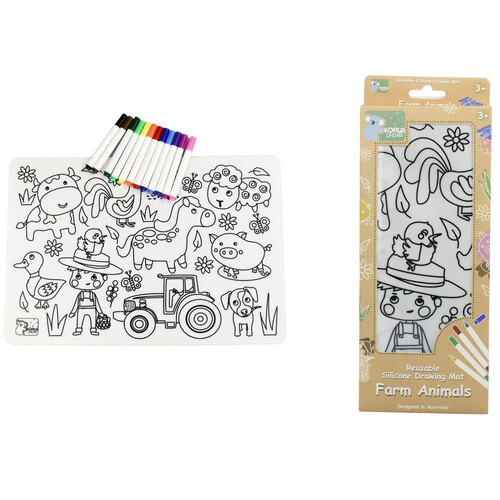 Koala Dream Reusable Silicone Drawing Mat- Farm Animals 3Y+