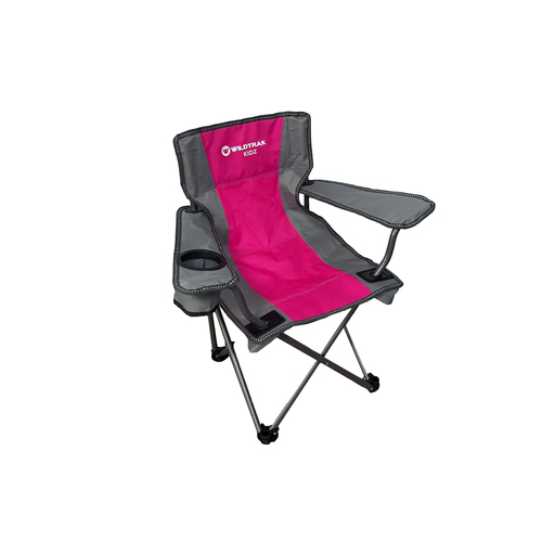 Wildtrak Kidz Camp Chair Pink 100Kg Weight Rating Outdoor Camping 67x60cm