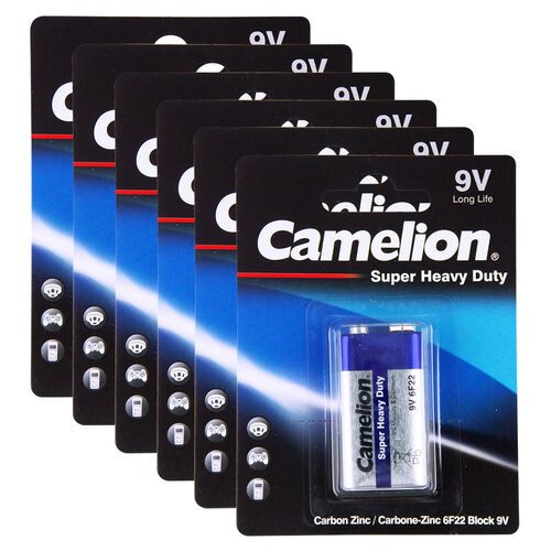 6PK 1pc Camelion Super Heavy Duty 9V