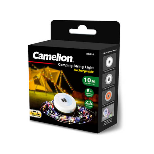 Camelion 2-in-1 Rechargeable Camping String Light Colourful